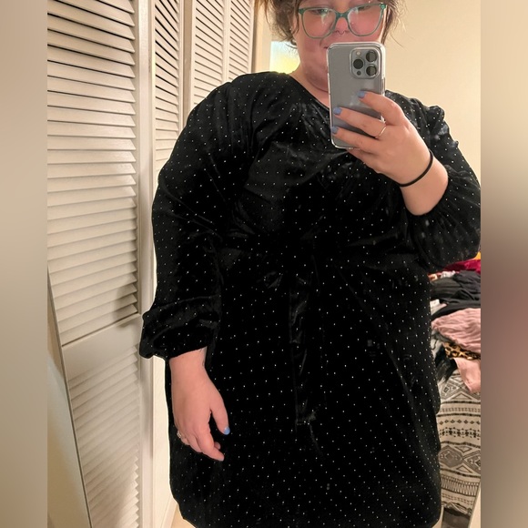 Nwt! Nine West 4x black studded velvet wrap dress - Picture 8 of 10